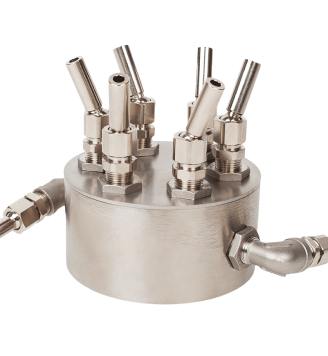 Rotating head nozzle fountain product for water features and fountain systems
