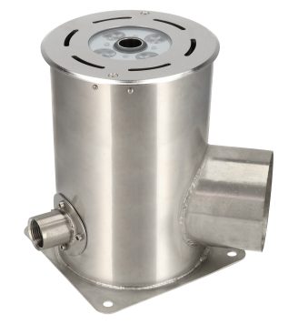 Dry deck fountain nozzles in fountain spray system